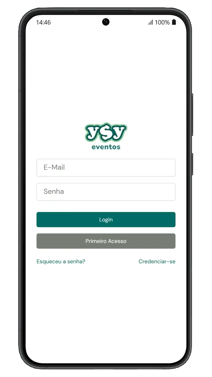 Interface do app YSY Eventos